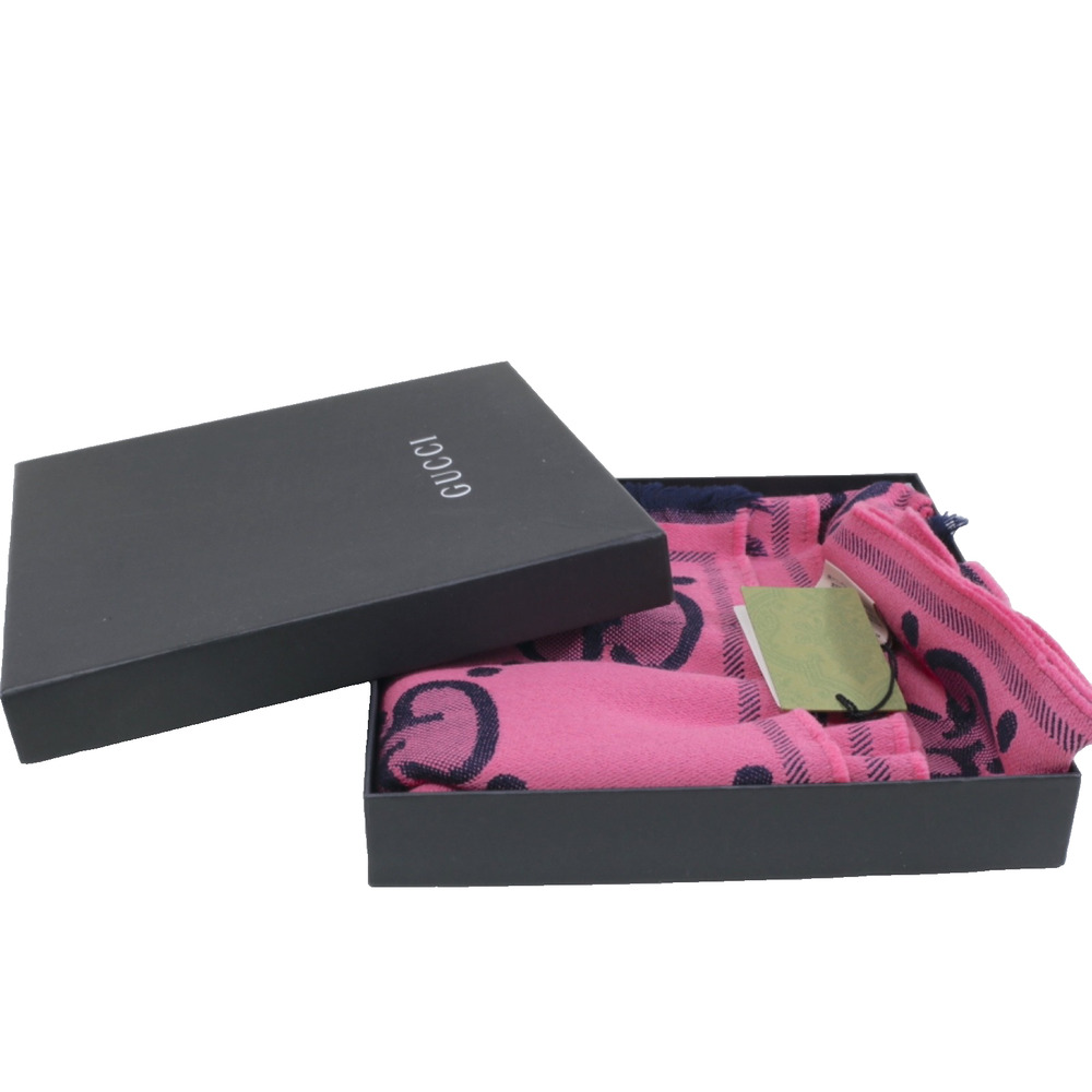 GUCCI Wool GG Monogram Scarf Salmon Pink Lady Nest Lux Designer Wrap Italy - Picture 4 of 16